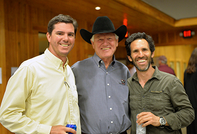 Town Creek Farm sale attendees Federico Maisonnave of Paraguay, South America (left), and Charlie Barzana of Uruguay, South America (right), are pictured with Town Creek Farm owner, Milton Sundbeck (center).